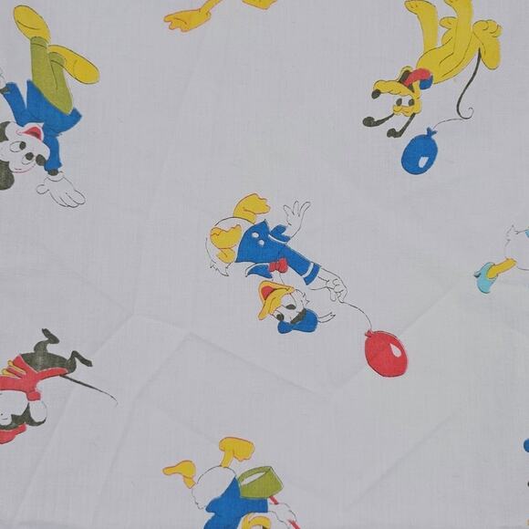 Vintage 60s Disney Mickey Mouse Donald Duck Balloon Crib Toddler Fitted Sheet - Picture 1 of 6